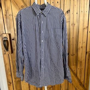 Men’s Polo Golf Lg button down plaid shirt blue